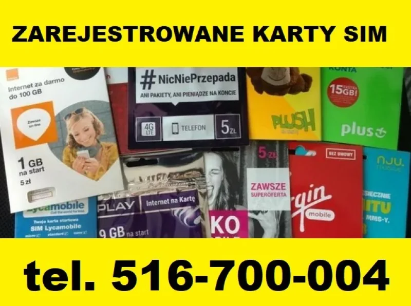 Polskie ZAREJESTROWANE KARTY SIM startery telefniczne zdalna rejestracja prepaid